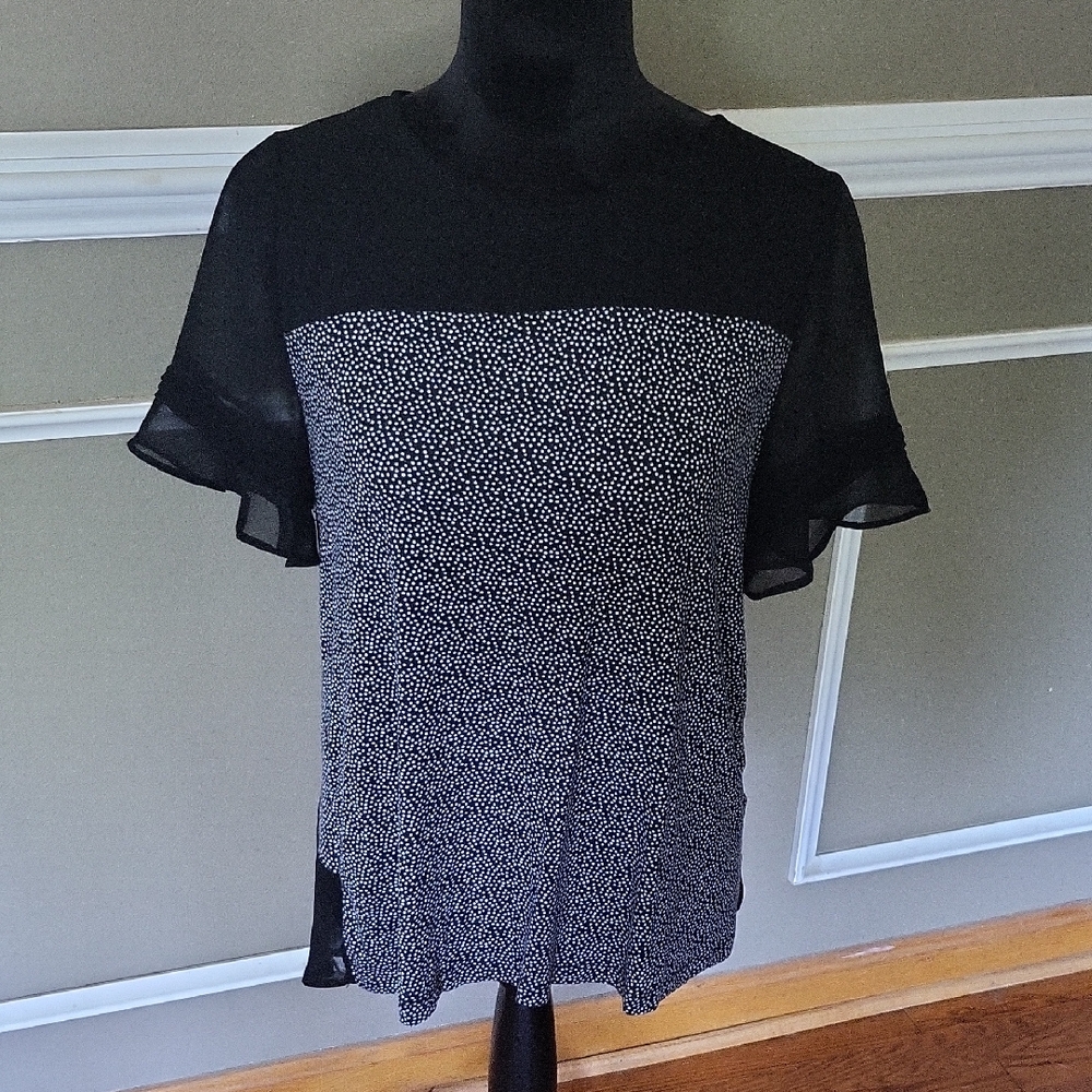 Worthington Black and White Sheer Blouse Size Medium